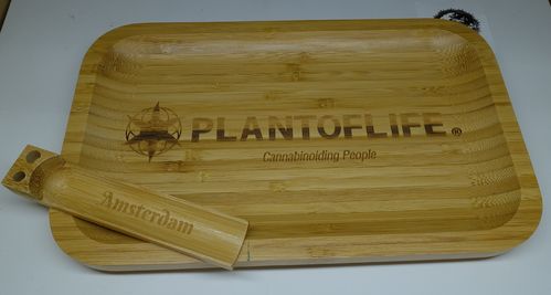 Plant of Life Bamboo Rolling Tray Large