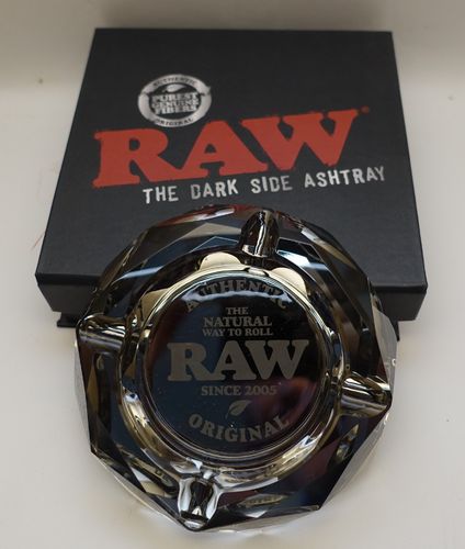 RAW cut glass ashtray grey