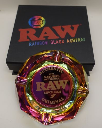 RAW cut glass ashtray rainbow